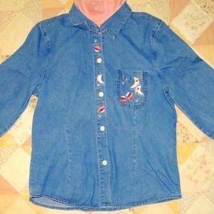 Christopher & Banks Ice Skates Denim Shirt